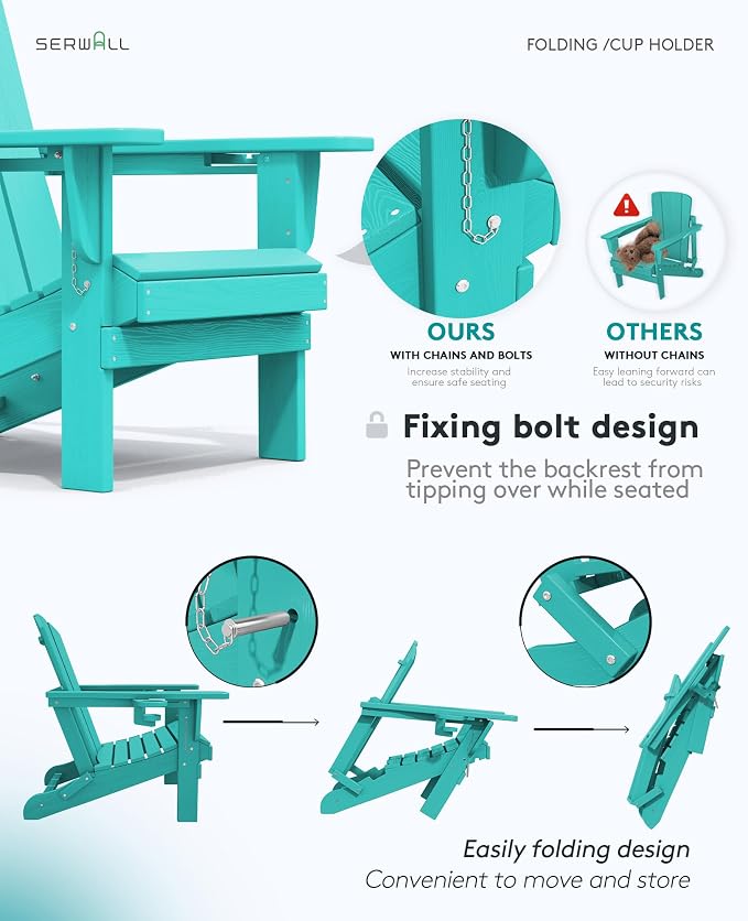 SERWALL Adirondack Chair with Cup Holders - Image 6