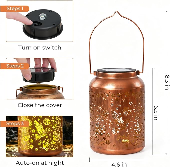 TECKNET Hummingbird Solar Lanterns Outdoor Waterproof - Image 6
