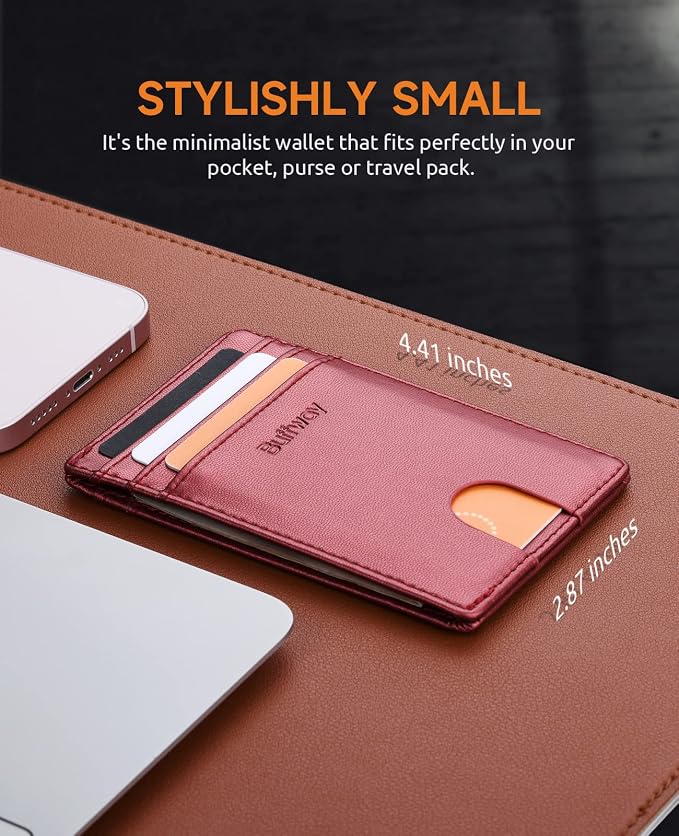 Buffway Mens Slim Wallet, Minimalist Thin Front Pocket Leather Credit Card - Image 6