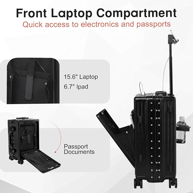 24 Inch Check-In Luggage Aluminum Frame Zipperless Luggage, Hard Shell Suitcase - Image 2