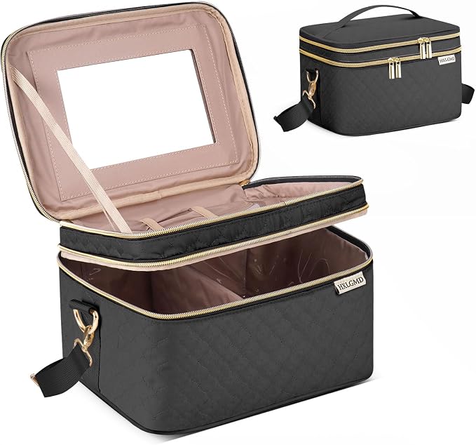 Double Layer Travel Makeup Bag Women, Cosmetic Organizer Case, Travel by HXLGMD