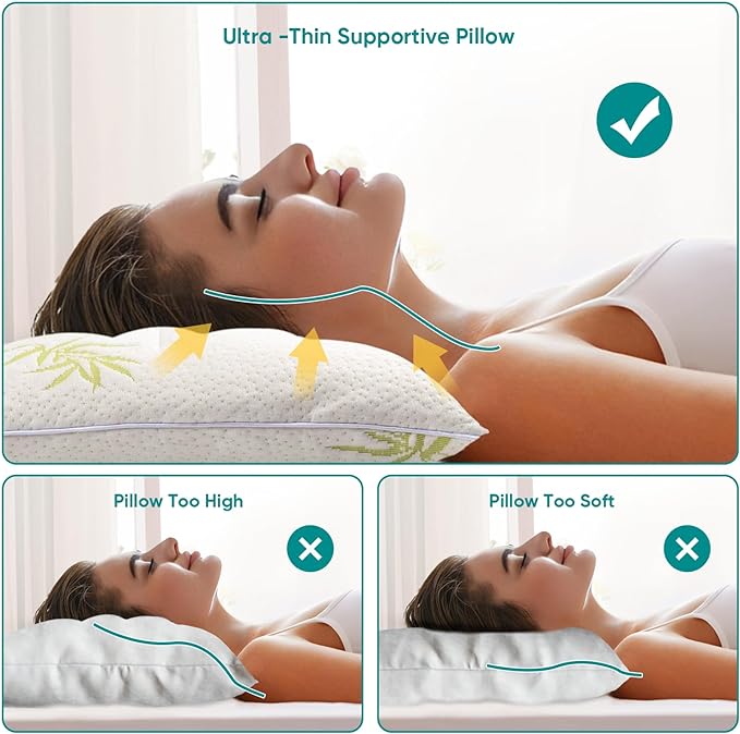 MINUPWELL 2 Packs Ultra Thin Pillows, Flat Pillows - Image 5