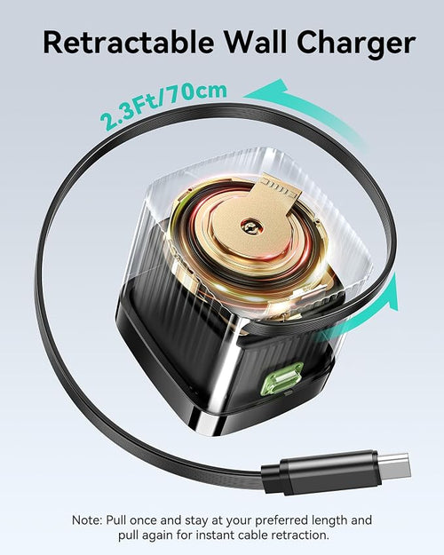 65W Retractable Wall Charger, PD Fast USB C Charger Block - Image 2