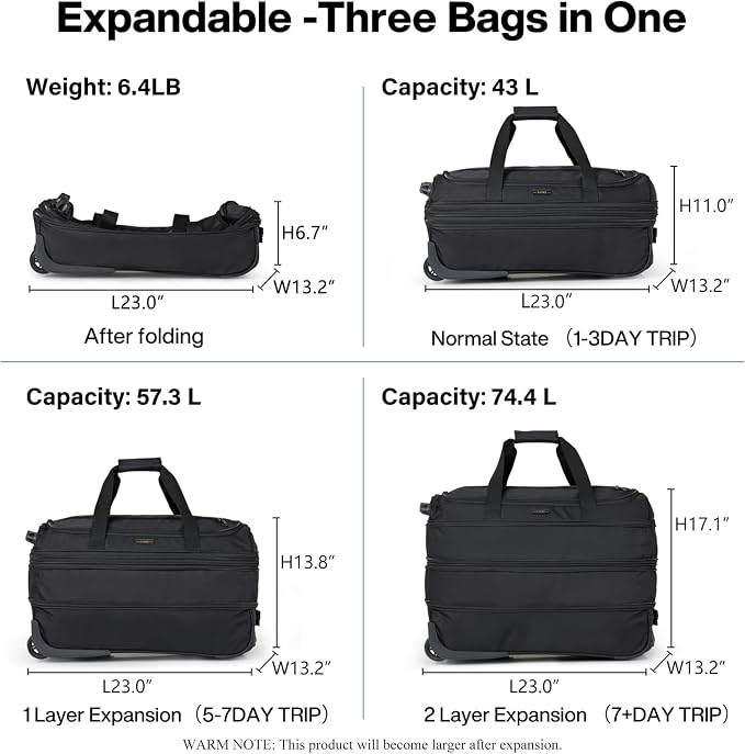 Hanke Expandable Carry On Luggage Suitcases - Image 2