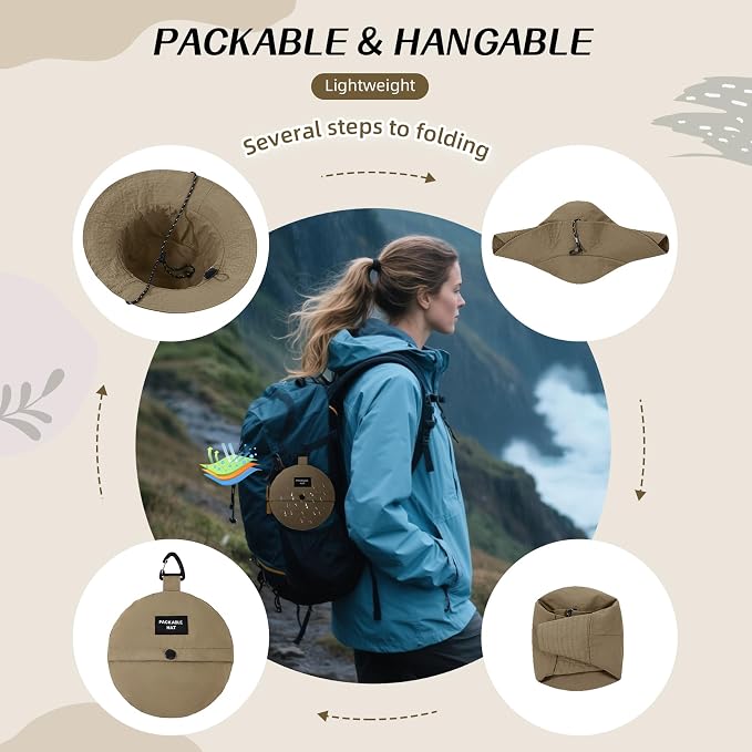 Durio Waterproof Bucket Hats for Woman UPF 50+ Sun Hat UV Protection Packable - Image 4