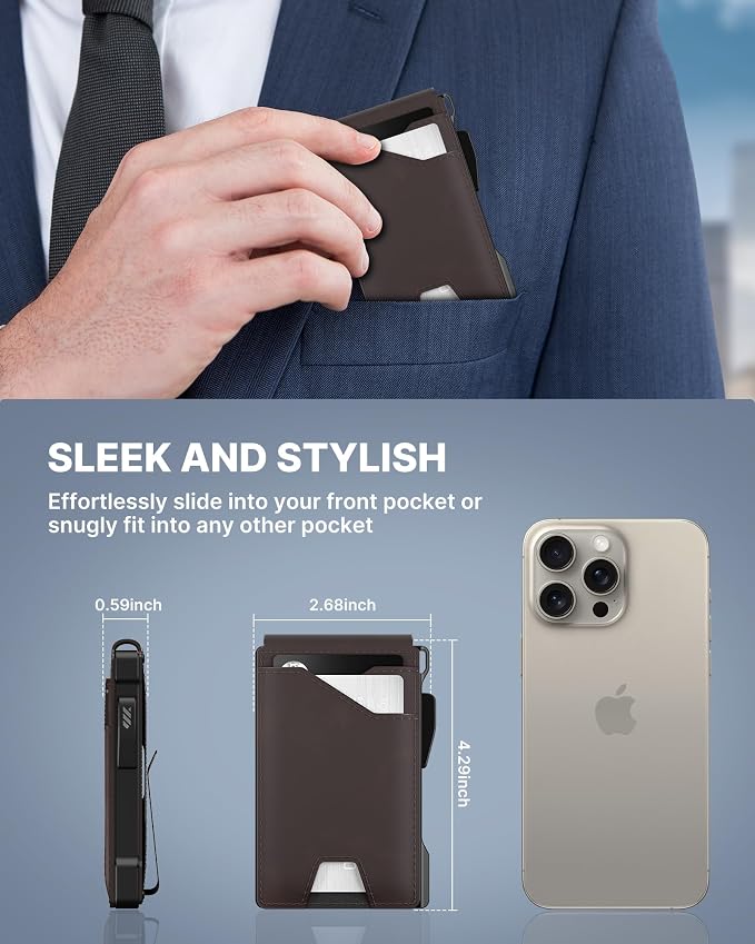 typecase Tactical Wallet for Men Card Holder: Pop Up Card Case, Genuine Leather - Image 5
