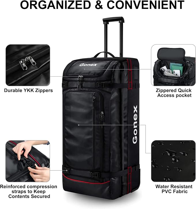 Gonex Rolling Duffle Bag with Wheels, 100L Water Repellent Large Wheeled Travel - Image 4