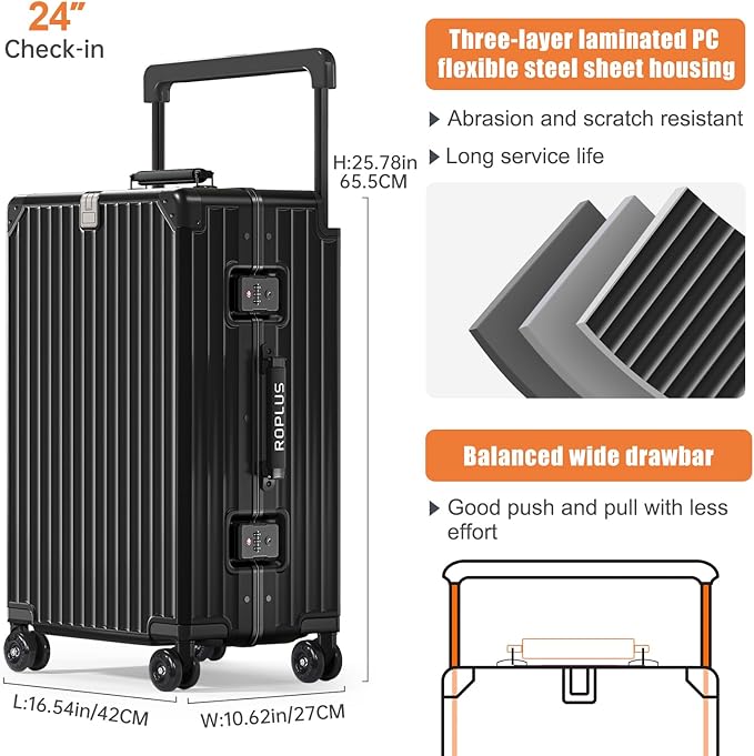 Aluminium Frame Checked-Luggage - Image 6