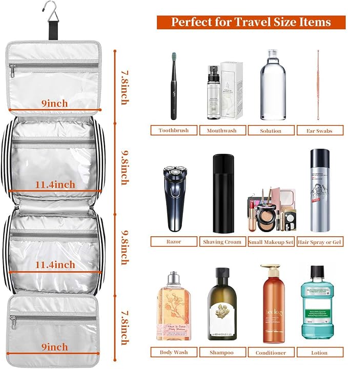 Hanging Travel Toiletry Bag, Large Capacity Cosmetic Travel Toiletry Organizer - Image 3