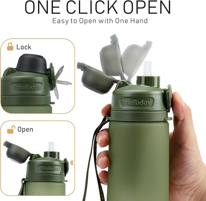 TakeToday Collapsible Water Bottles 20oz, Leak Proof, Foldable Silicone Travel - Image 7