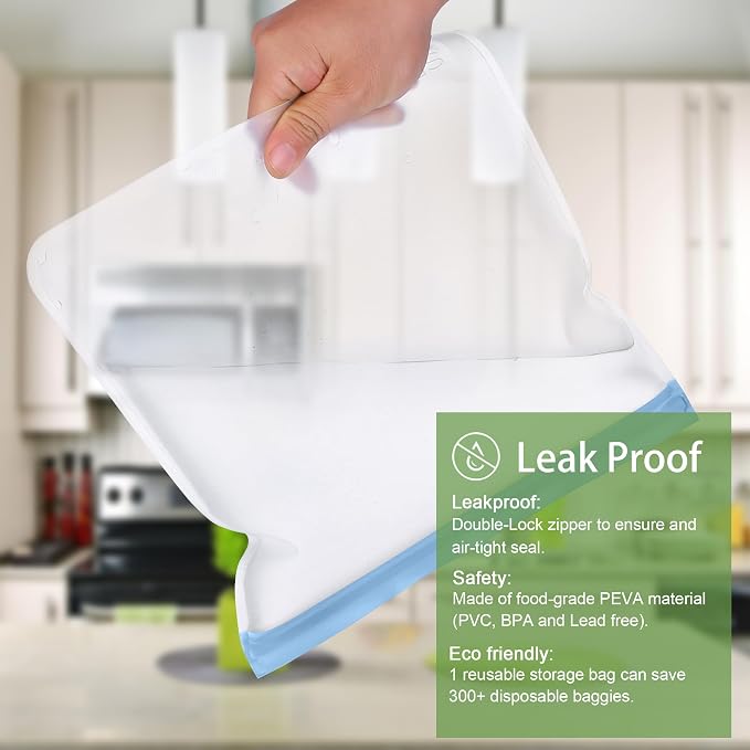 SPLF 6 Pack Reusable Gallon Freezer Bags Dishwasher Safe, BPA Free 1 gallon - Image 4