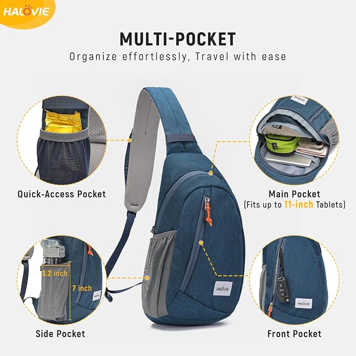 HALOVIE Anti Theft Crossbody Sling Bag RFID Travel Sling Backpack Lightweight - Image 3