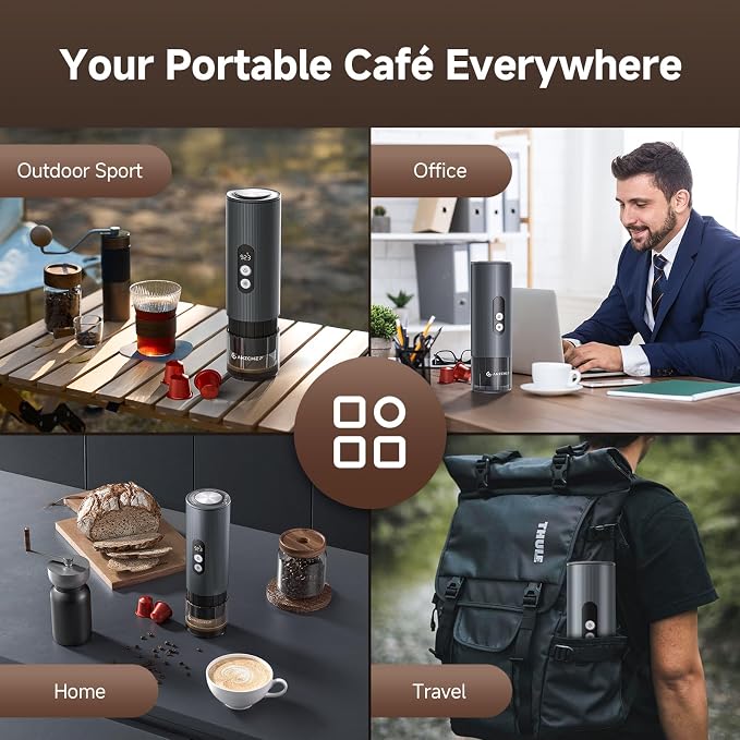AMZCHEF Portable Espresso Machine w/ 9000mAh Battery & USB-C, 2-in-1 Travel - Image 9