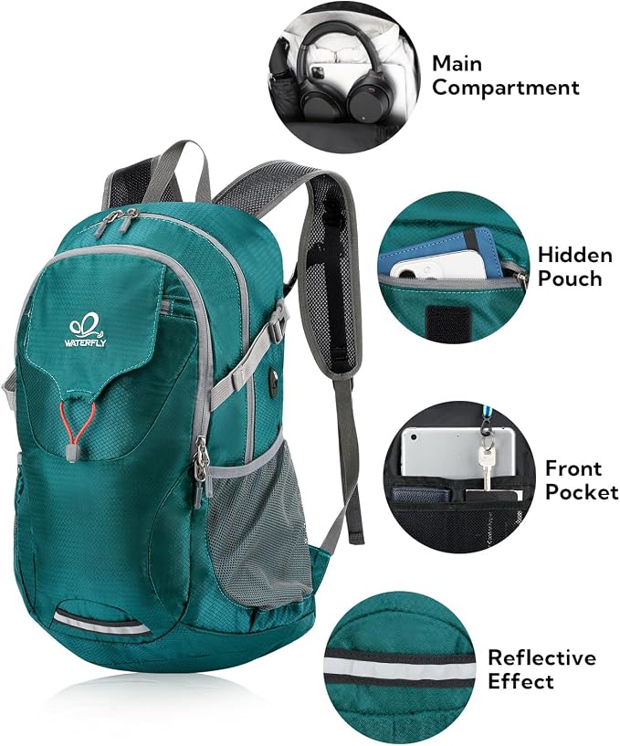 WATERFLY Lightweight Packable Hiking Backpack: 30L Foldable Travel Daypack - Image 3