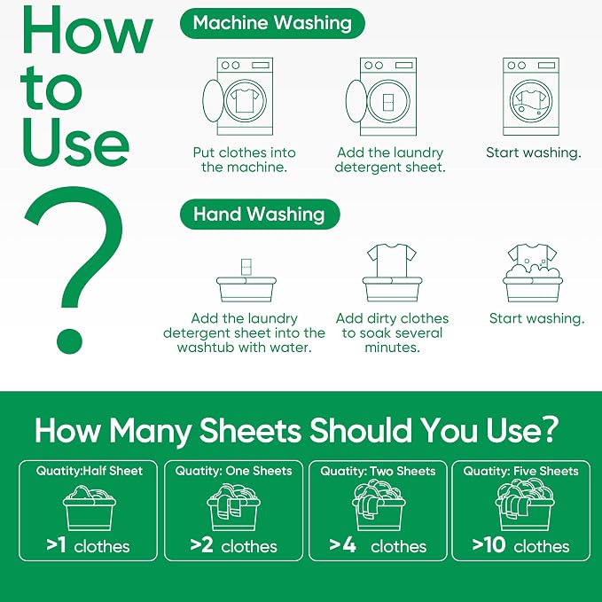 Travel Laundry Detergent Sheets Fisroa 120 Loads Eco-friendly Washing Detergent - Image 9