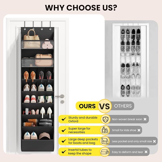 Over the Door Shoe Organizer for Closet, Shoes Rack - Image 7