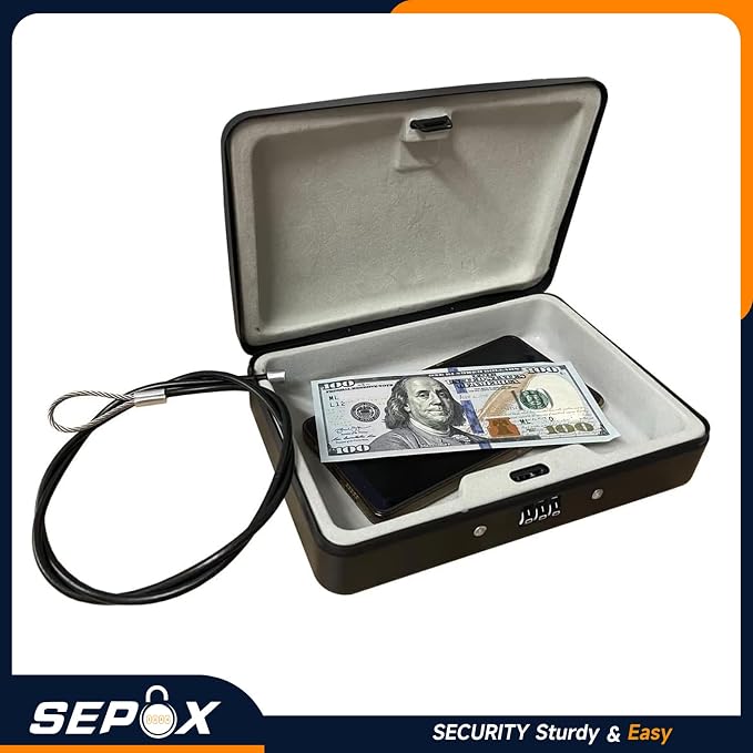 SEPOX® 4Pcs Water/Fire-Resistant Portable Security Case Lock Box Steel - Image 6