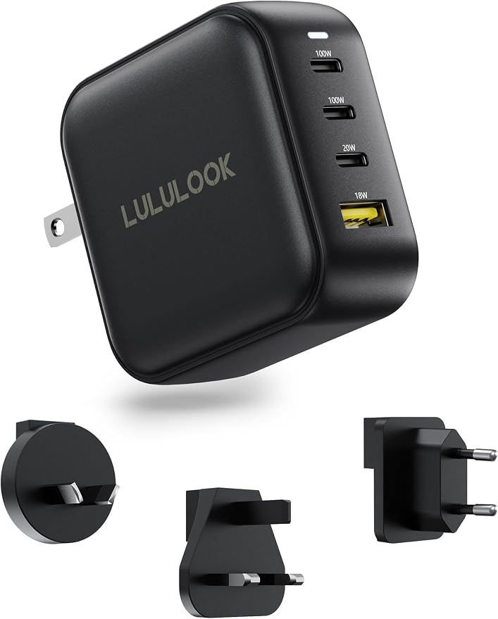 LULULOOK 100W USB C Charger, 4-Port GaN Fast Charging Block, PD Type-C Wall by LULULOOK