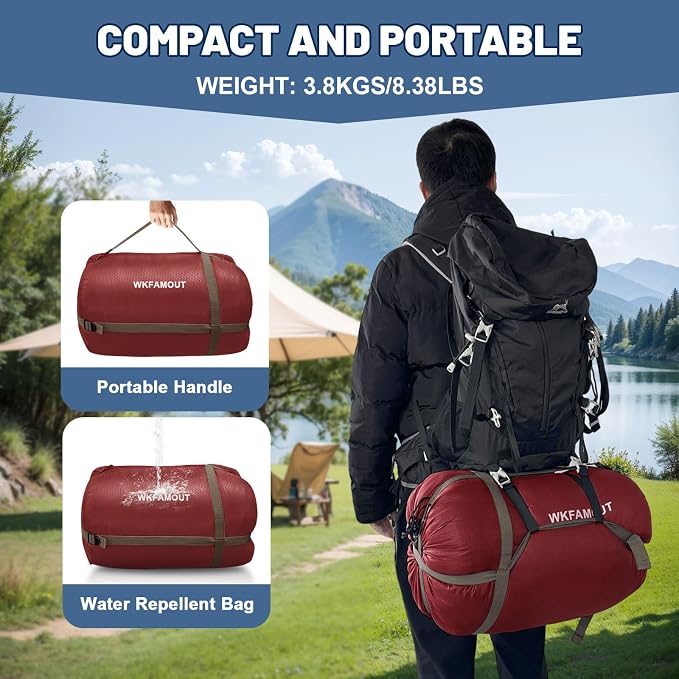 Double Sleeping Bag for Adults Machine Washable 2 Person Camping Sleeping Bag - Image 7