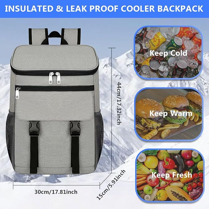 Cooler Backpack, 30 Cans Backpack Coolers Insulated Leak Proof - Image 3