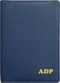 Personalized Monogrammed Navy Leather RFID Passport Wallet by 123CheapChecks