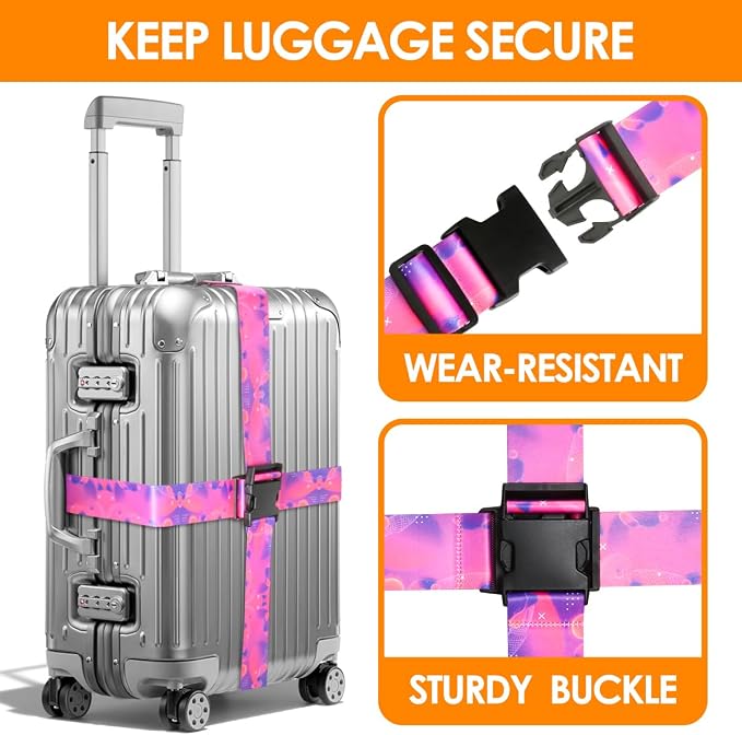 Adjustable Travel Luggage Strap Suitcase Belt Travel Bag Accessories 1.96 in W - Image 3