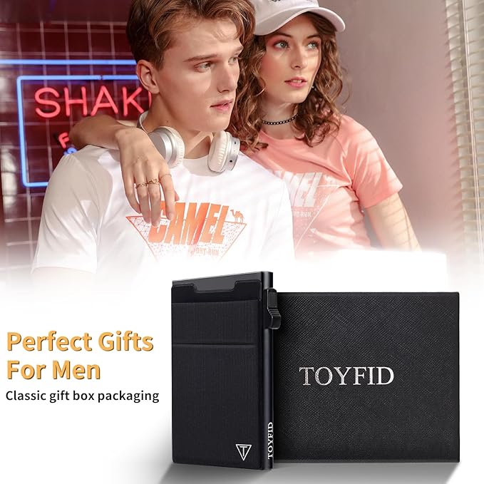 Slim RFID Blocking Wallets, Pop Up Minimalist Card Holder - Image 6