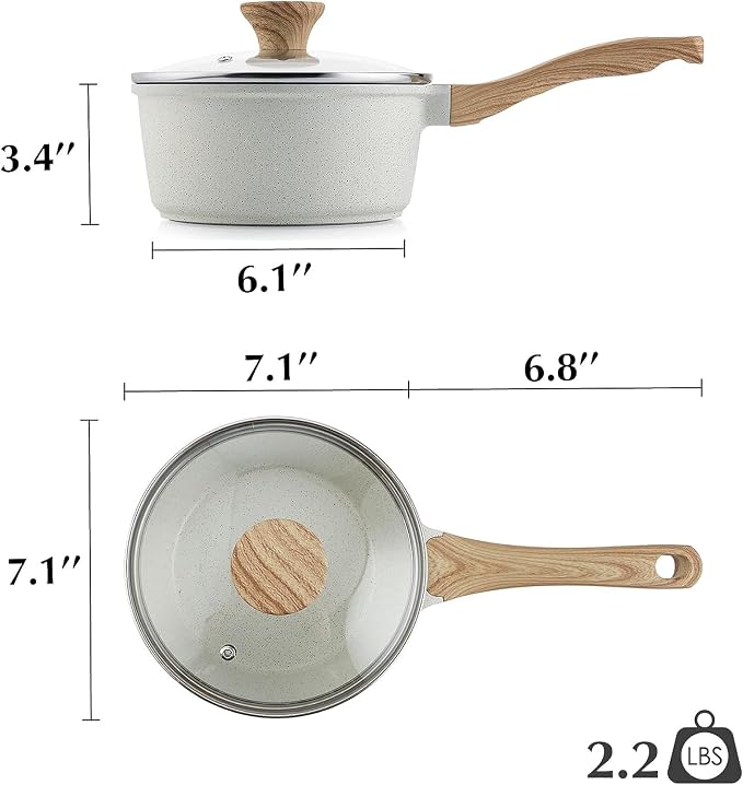 SENSARTE White Ceramic Nonstick Saucepan - Image 8
