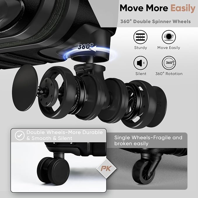 SHOWKOO Luggage Sets 3 Piece 100% PC Ultra Tough Hardside Expandable Suitcases - Image 4