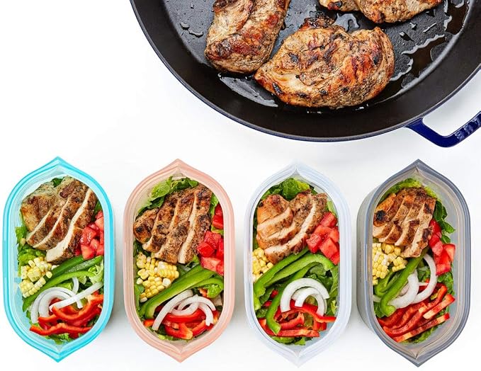 Zip Top Reusable Food Storage Bags | Full Set of 8 | Silicone Meal Prep - Image 8