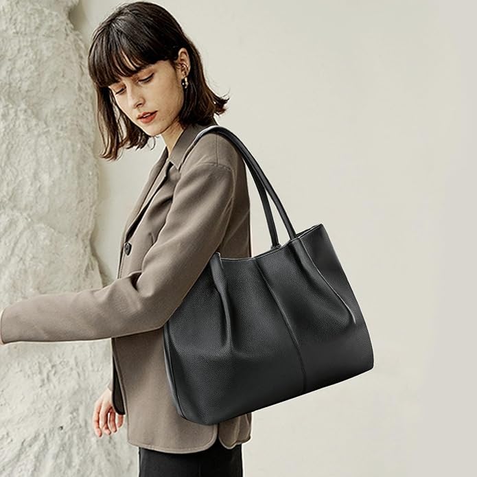 KKXIU Tote Bag for Women Vegan Leather Shoulder Purse Large Capacity Travel Bag - Image 3
