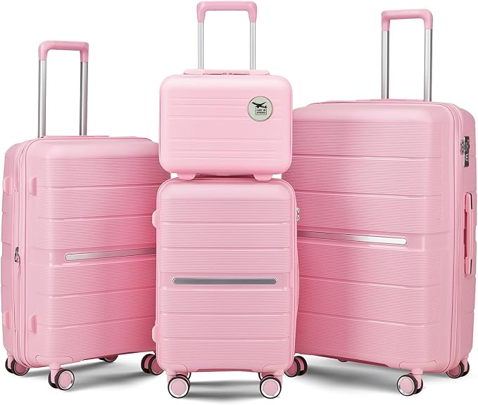 Campfun Luggage 4 Piece Sets, Expandable Carry On Luggage Set Hardshell PP by Campfun
