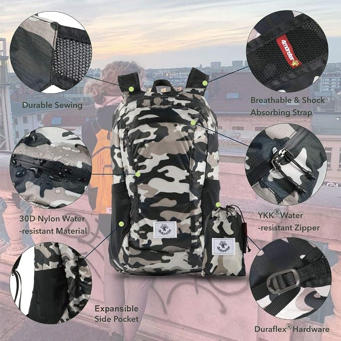4Monster Hiking Daypack, Water Resistant Lightweight Packable Backpack - Image 2