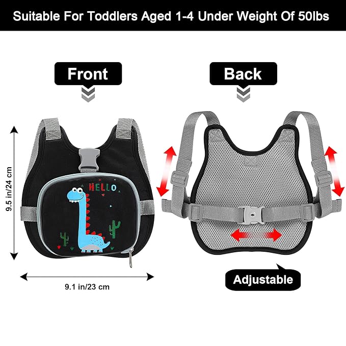 Accmor Toddler Harness Leash+ Reflective Anti Lost Wrist Link, Cute Dinosaur - Image 2