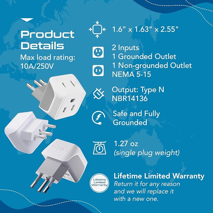 Ceptics Brazil Travel Adapter Plug - Image 10