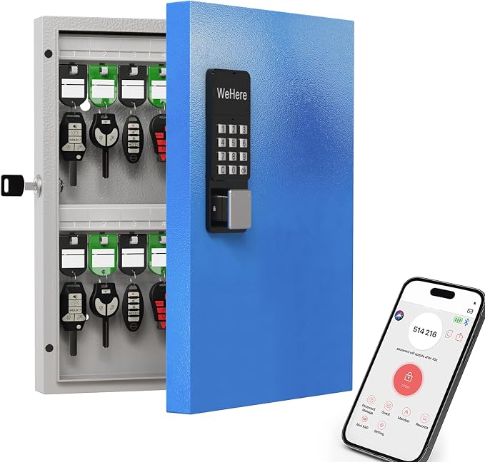 WeHere 32 Key Lock Box Wall Mount, APP Bluetooth/One Time Password Share/Wi-Fi by WeHereSmartBoxLock