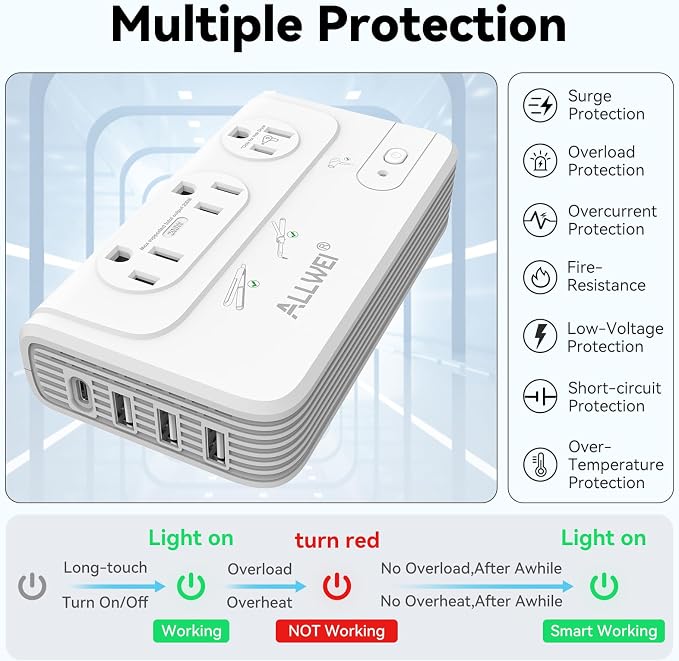 ALLWEI 2000W Travel Voltage Converter 220v to 110v Converter - Image 6