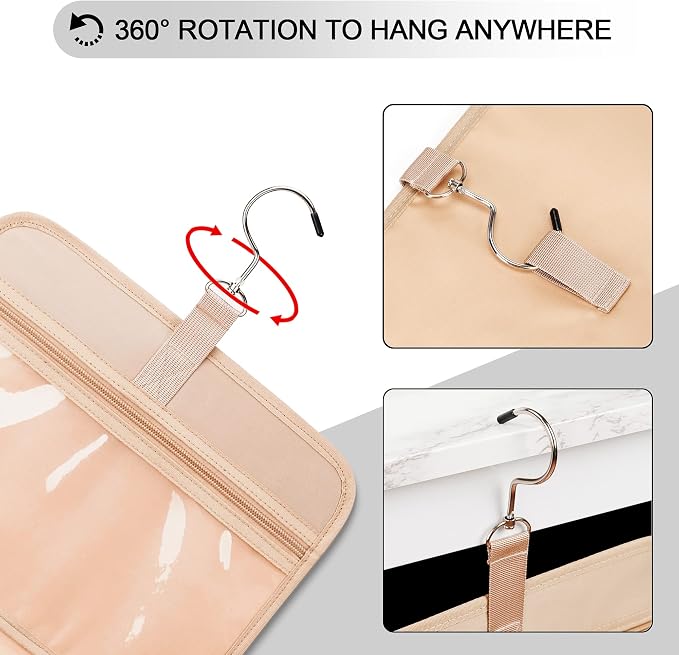 Travel Hanging Toiletry Bag for Women, Holds Full-Size Shampoo, - Image 7