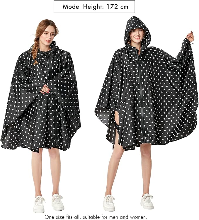 ANYOO Waterproof Rain Poncho Lightweight Reusable Hiking Hooded Coat Jacket - Image 6