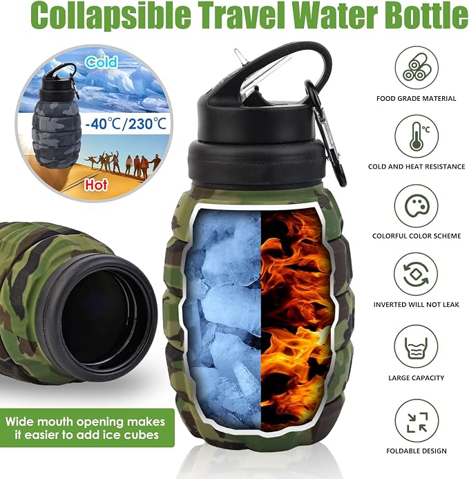 Collapsible Travel Water Bottle, Reuseable Silicone Foldable Water Bottles - Image 5