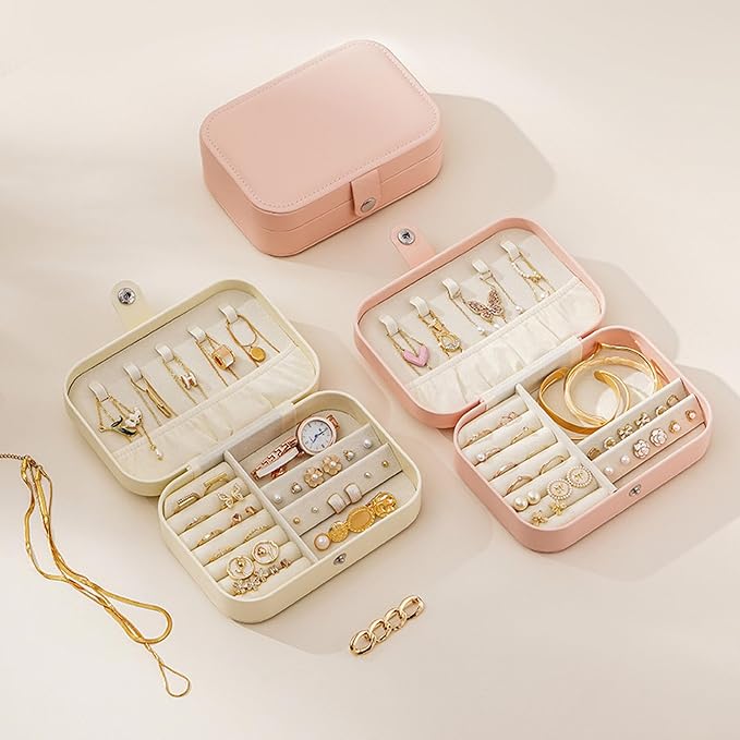 Travel Jewelry Box, Jewelry Travel Case, Small Jewelry Box, 2 Layer Travel - Image 4