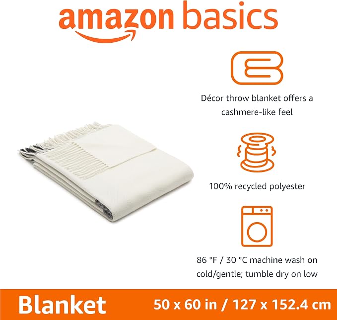 Amazon Basics Room Decor Throw Blanket, Lightweight and Cozy in Polyester - Image 2
