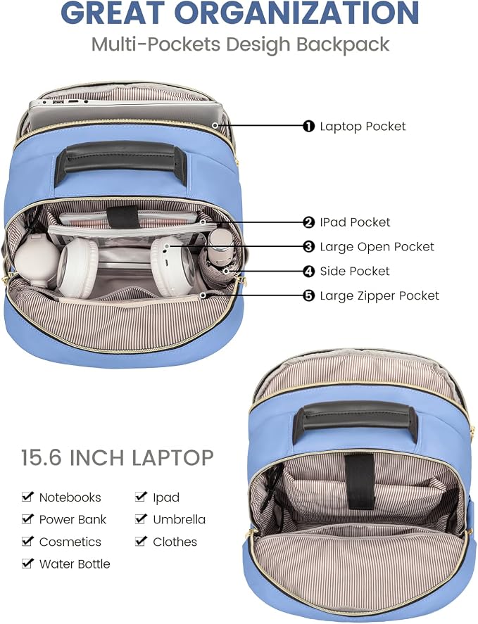 LOVEVOOK Laptop Backpack Purse for Women, Work Business Travel Computer Bags - Image 3