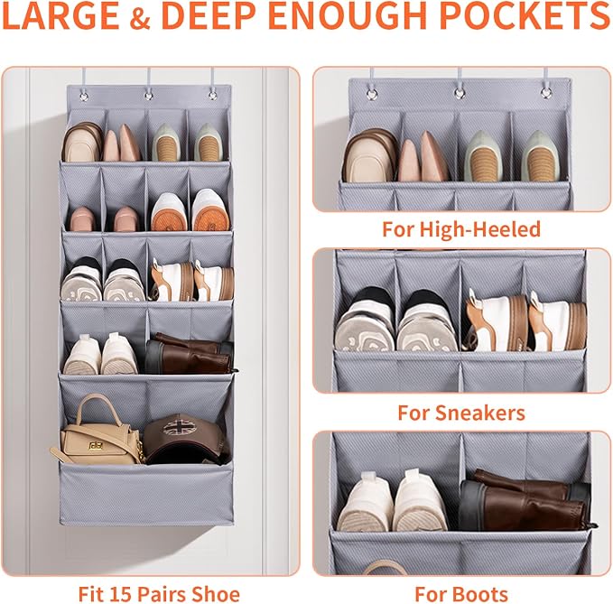 FENTEC 1 Pack Over-the-Door-Shoe-Organizers, Hanging Shoe Organizers - Image 4