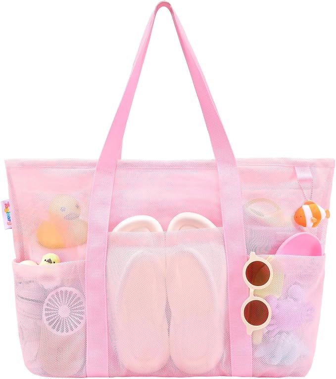 Tagitary Mesh Beach Bag with Zipper Large Beach Tote Waterproof Sandproof with by Tagitary