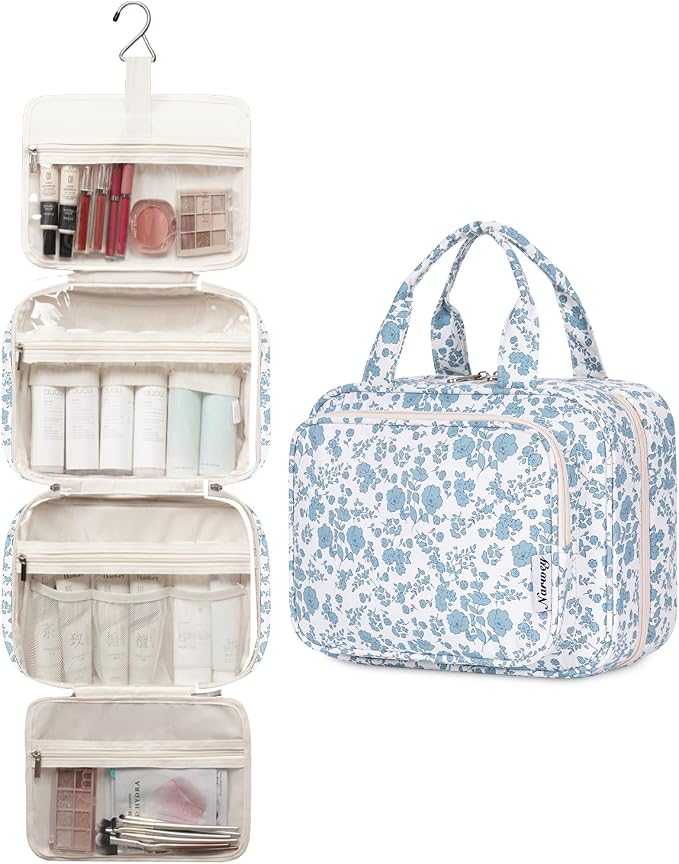 Narwey Travel Toiletry Bag for Women Large Hanging Makeup Bag Organizer - Image 4