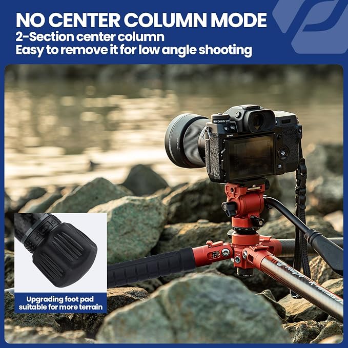 Fotopro Carbon Fiber Travel Tripod 2.2lbs Ultralight 64 Inch Portable Compact - Image 6