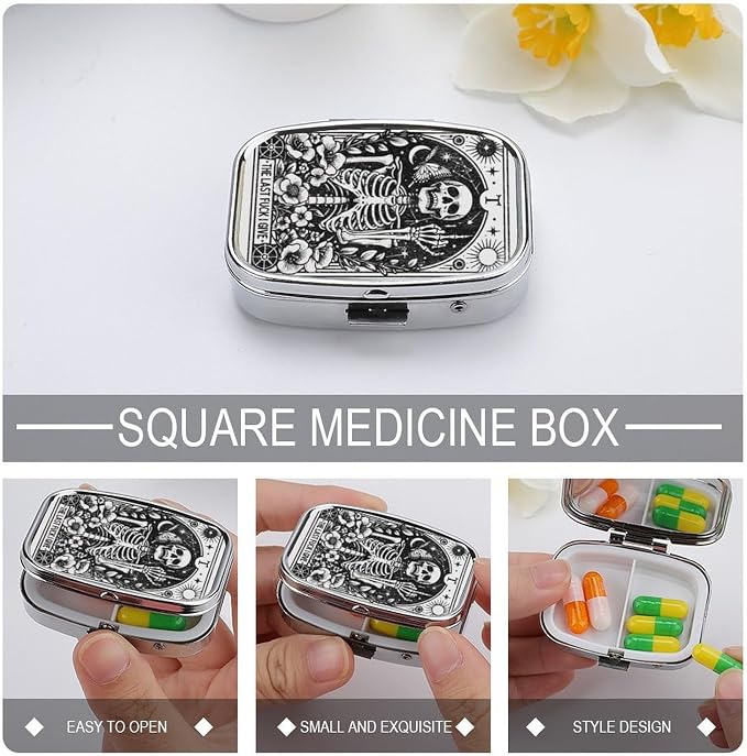 Metal 2 Compartment Pill Organizer Travel Friendly Portable Compact Pill Box - Image 4