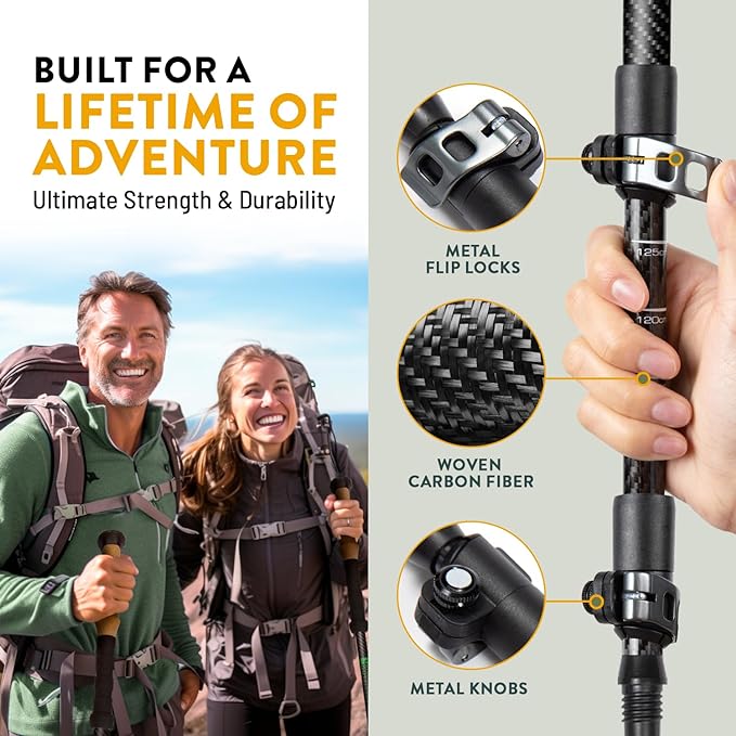 100% Carbon Fiber Trekking Poles by USA Brand - Image 5