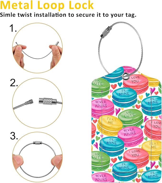 2 Pack Luggage Tags for Suitcases, Colorful Sweet Macarons Luggage Tag - Image 3